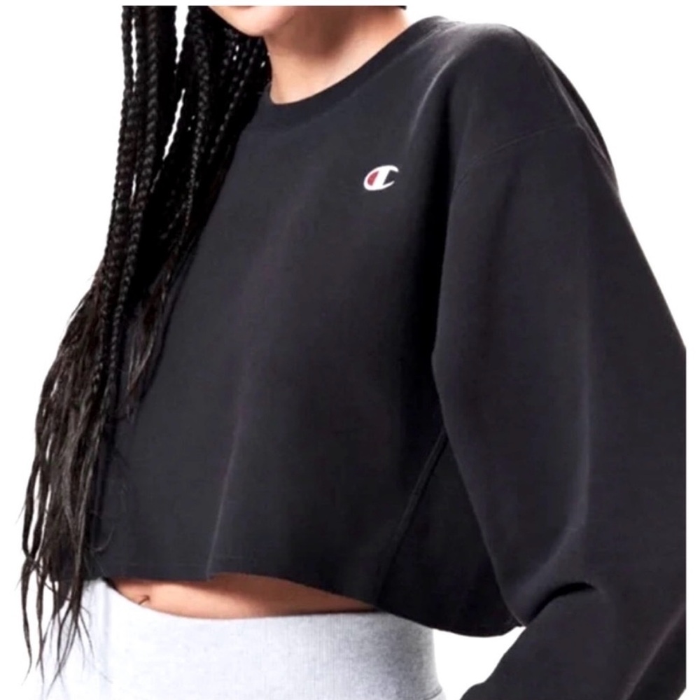 Champion Black Cropped Sweatshirt XS